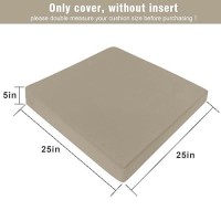 Gueglsa Replacement Outdoor Cushion Covers 25X25X5 Inch  Water Repellent Patio Seat Cushion Slipcovers  High Uv Resistant Chair Cushion Slip Cover  Set Of 2  Khaki