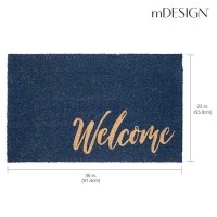 Mdesign Nonslip Rectangular Coir And Rubber Entryway Welcome Doormat With Natural Fibers For Indoor Or Outdoor Use Decorative