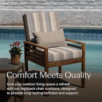 Honeycomb Outdoor Highback 21 W X 42 L Stripe Taupe Chair Cushion