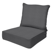 Honeycomb Outdoor Heathered Solid Dark Grey Deep Seating Patio Cushion Set: Resilient Foam Filling, Weather Resistant, Stylish Set, Seat: 24