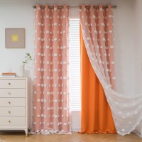 Mysky Home Orange Blackout Curtains For Living Room Girls Bedroom Double Layer Curtains Nursery Kids Room 84 Inch Long Curtains