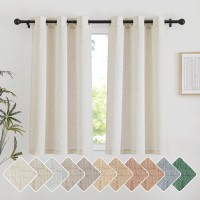 Nicetown Natural Short Linen Curtains For Kitchen Thick Flax Small Window Treatments Semi Sheer Privacy Assured With Light Thro