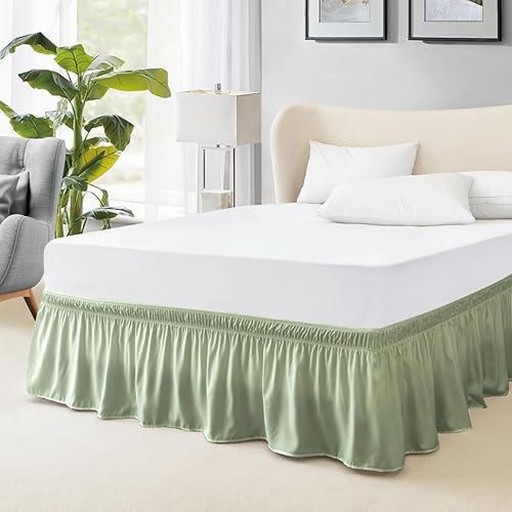 Freshculture King Bed Skirt Dust Ruffle For King Size Bed Easy Fit With 15Inch Tailored Drop Elastic Wrap Around Bed Skirt K