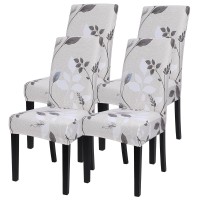 Searchi Printed Dining Room Chair Covers Set Of 4 Stretch Kitchen Chair Covers Washable Parsons Chair Slipcover Removable Dinin