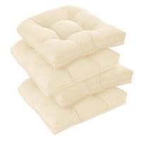 Downluxe Outdoor Chair Cushions Set Of 4 For Patio Furniture Waterproof Tufted Overstuffed Patio Furniture Cushions Memory Foa