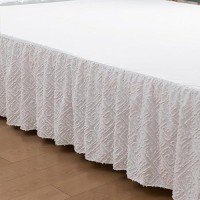 Boho Tufted Bed Skirt Ruffled Bed Skirt With Split Corners Jacquard Embroidery Full Bed Skirt 14 Inch Drop Full Size Bed Skirt