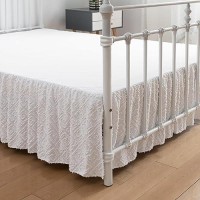 Tufted Bed Skirt Ruffled Bed Skirt With Split Corners Jacquard Embroidery King Bed Skirt 14 Inch Drop King Size Bed Skirt Whit