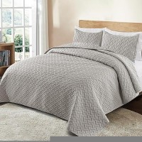 Exclusivo Mezcla Soft Quilt Set Twin Size 2 Pieces Lightweight Quilts Light Grey Bedspreads Coverlets Bedding Set For All Seaso