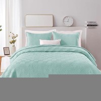 Exclusivo Mezcla Quilt Set King Size 3 Pieces Soft Lightweight Quilts Aqua Bedspreads Coverlets Classic Pattern Bedding Set For