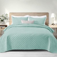 Exclusivo Mezcla Soft Quilt Set King Size 3 Pieces Lightweight Quilts Aqua Bedspreads Coverlets Bedding Set For All Seasons Gr