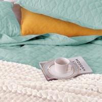 Exclusivo Mezcla Soft Quilt Set King Size 3 Pieces Lightweight Quilts Aqua Bedspreads Coverlets Bedding Set For All Seasons Gr