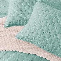 Exclusivo Mezcla Soft Quilt Set King Size 3 Pieces Lightweight Quilts Aqua Bedspreads Coverlets Bedding Set For All Seasons Gr