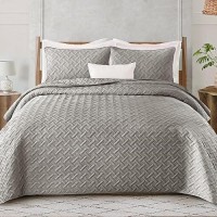 Exclusivo Mezcla Soft Quilt Set King Size 3 Pieces Lightweight Quilts Light Grey Bedspreads Coverlets Bedding Set For All Seaso