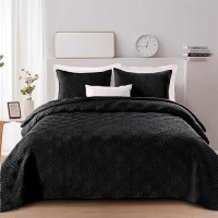 Exclusivo Mezcla Quilt Set Queen Full Size 3 Pieces Soft Lightweight Quilts Black Bedspreads Coverlets Classic Pattern Bedding