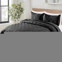 Exclusivo Mezcla Quilt Set Queen Full Size 3 Pieces Soft Lightweight Quilts Black Bedspreads Coverlets Classic Pattern Bedding