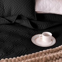 Exclusivo Mezcla Quilt Set Queen Full Size 3 Pieces Soft Lightweight Quilts Black Bedspreads Coverlets Classic Pattern Bedding