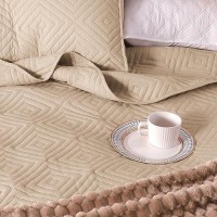 Exclusivo Mezcla Quilt Set King Size 3 Pieces Soft Lightweight Quilts Brich Beige Bedspreads Coverlets Classic Pattern Bedding