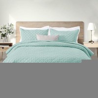 Exclusivo Mezcla Soft Quilt Set Queen Full Size 3 Pieces Lightweight Quilts Aqua Bedspreads Coverlets Bedding Set For All Seaso