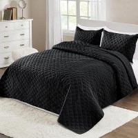 Exclusivo Mezcla Soft Quilt Set Twin Size 2 Pieces Lightweight Quilts Black Bedspreads Coverlets Bedding Set For All Seasons G