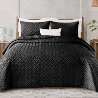 Exclusivo Mezcla Soft Quilt Set Queen Full Size 3 Pieces Lightweight Quilts Black Bedspreads Coverlets Bedding Set For All Seas