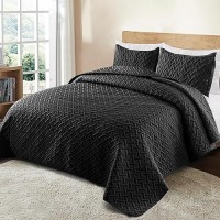 Exclusivo Mezcla Soft Quilt Set Queen Full Size 3 Pieces Lightweight Quilts Black Bedspreads Coverlets Bedding Set For All Seas