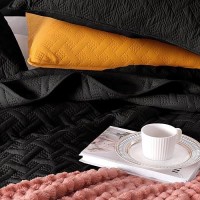 Exclusivo Mezcla Soft Quilt Set Queen Full Size 3 Pieces Lightweight Quilts Black Bedspreads Coverlets Bedding Set For All Seas