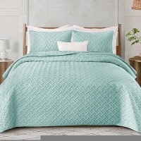 Exclusivo Mezcla Soft Quilt Set Twin Size 2 Pieces Lightweight Quilts Aqua Bedspreads Coverlets Bedding Set For All Seasons We