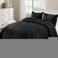 Exclusivo Mezcla Soft Quilt Set Queen Full Size 3 Pieces Lightweight Quilts Black Bedspreads Coverlets Bedding Set For All Seas