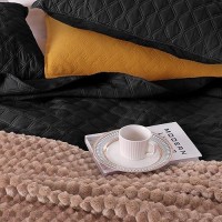 Exclusivo Mezcla Soft Quilt Set Queen Full Size 3 Pieces Lightweight Quilts Black Bedspreads Coverlets Bedding Set For All Seas