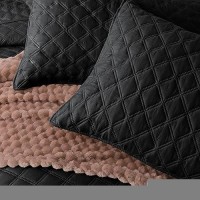 Exclusivo Mezcla Soft Quilt Set Queen Full Size 3 Pieces Lightweight Quilts Black Bedspreads Coverlets Bedding Set For All Seas