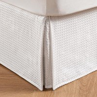 Miye Pleated Waffle Weave Bed Skirt Tailored Dust Ruffle 22 Inch Drop Easy Fit Machine Washable White Full 22 Drop