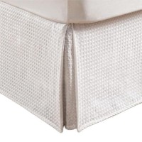 Miye Pleated Waffle Weave Bed Skirt Tailored Dust Ruffle 22 Inch Drop Easy Fit Machine Washable White Full 22 Drop