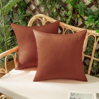 Woaboy Set Of 2 Outdoor Waterproof Throw Pillow Covers Rust Decorative Farmhouse Solid Cushion Cases For Bed Sofa Couch Car Living Room 16X16 Inch