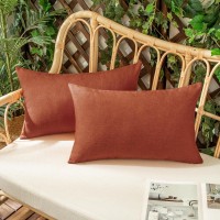 Woaboy Set Of 2 Outdoor Waterproof Throw Pillow Covers Rust Decorative Farmhouse Pillowcase Solid Cushion Cases For Bed Sofa Couch Car Living Room 12X20 Inch