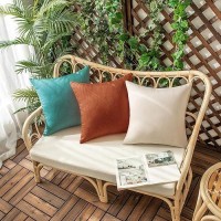 Woaboy Set Of 2 Outdoor Waterproof Throw Pillow Covers Rust Decorative Farmhouse Linen Pillowcase Solid Fall Cushion Cases For B