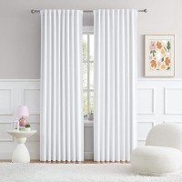 Dualife White Room Darkening Curtains Half Blackout Curtains 63 Inch Length Summer Heat Insulated Room Divider Opaque Curtains For Bedroom Nursery Back Tab W52 X L63