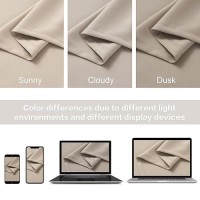 Dualife Taupe Room Darkening Curtains Short 2 Panels Set 45 Inch Length Light Coffee Cafe Curtains & Drapes For Bedroom 52 By 45 Inch Back Tab Loop Pocket