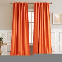 Dualife Blackout Long Curtain Drapes 102 Inch 2 Panels Set Back Tab Rod Pocket Vibrant Orange Decor Window Curtain 102 Inches Long For High Living Room 52 Inch Wide  Orange Color