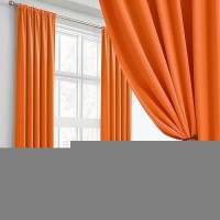 Dualife Blackout Long Curtain Drapes 102 Inch 2 Panels Set Back Tab Rod Pocket Vibrant Orange Decor Window Curtain 102 Inches Long For High Living Room 52 Inch Wide  Orange Color