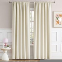 Dualife Buttercream Beige Curtains 63 Inch Length 2 Panels Set Room Darkening Window Drapes For Bedroom 52 X 63 Inches Long Back Tab Loop Pocket