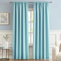 Dualife Aqua Color Curtains For Bedroom Rod Pocket Back Tab Window Treatment Panels Room Darkening Drapes For Living Room 52 X 63 Inch  Aqua Blue  2 Panels Set