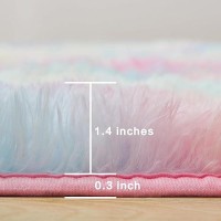 Andency 4X6 Shag Area Rug For Living Room Rainbow Soft Fuzzy Plush Indoor Carpets For Bedroom Non Skid Fluffy Faux Fur Rug For