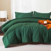 Andency Queen Comforter Set Dark Emerald Green - 7 Pieces Bed In A Bag Queen Bedding Comforter Sets  Summer Solid Soft Lightweight Comforter With Fitted Sheets  Flat Sheets  Pillowcases & Shams