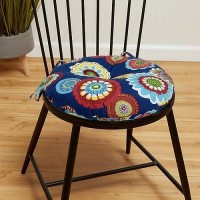 Magpie Fabrics Outdoor 15X15X4 Round Bistro Seat Cushions With Ties Set Of 2 Tufted Waterproof Patio Floor Chair Pads For