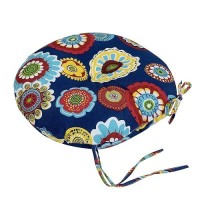 Magpie Fabrics Outdoor 15X15X4 Round Bistro Seat Cushions With Ties Set Of 2 Tufted Waterproof Patio Floor Chair Pads For