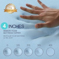 Valuxe 4 Inch Gel Memory Foam Mattress Topper Queen Size High Density Cooling Pad Pressure Relief Bed Topper With Removable W