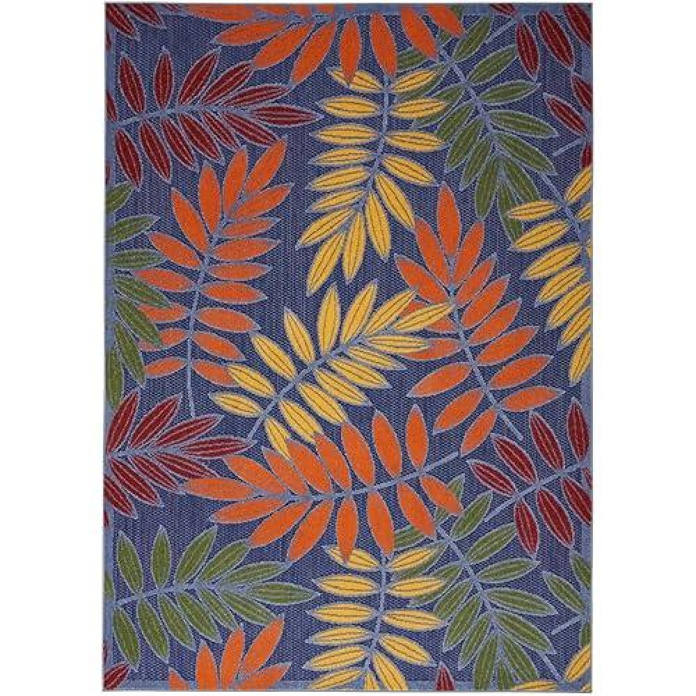 Nourison Aloha Indoor/Outdoor Navy Multicolor 3'6