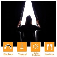 Hiasan Grommet Blackout Curtains For Bedroom 42 X 84 Inches Long Thermal Insulated Light Blocking Window Curtains For Livin