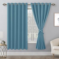 Hiasan Grommet Blackout Curtains For Bedroom 70 X 63 Inches Thermal Insulated Light Blocking Window Drapes For Living Room