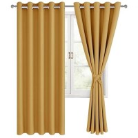 Hiasan Blackout Curtains For Bedroom 60 X 63 Inches Length Thermal Insulated Noise Reducing Window Curtains For Living Room